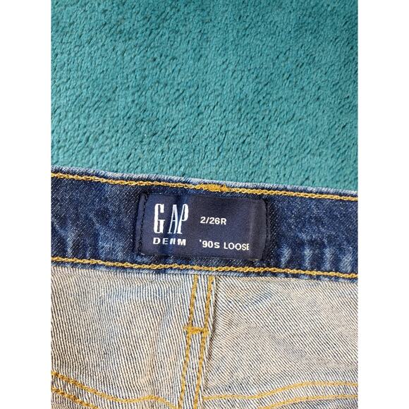 Gap Jeans Size 2 Womens Blue Stretch Denim Pants Mid Rise 90s Loose Straight - Picture 3 of 12
